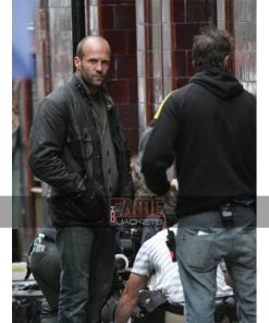 Alternative view of Black Leather Military Jacket Wore By Jason Statham in Blitz