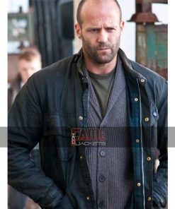 Black Leather Military Jacket Wore By Jason Statham in Blitz
