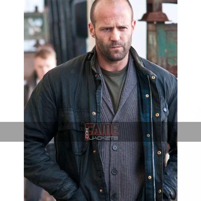 Black Leather Military Jacket Wore By Jason Statham in Blitz