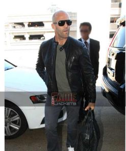 Alternative view of Jason Statham Men's Biker Style Black Real Leather Jacket