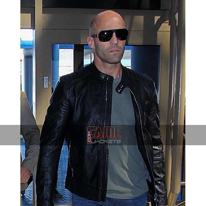 Jason Statham Men's Biker Style Black Real Leather Jacket