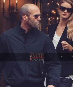 Jason Statham Men's Casual Black Cotton Bomber Jacket