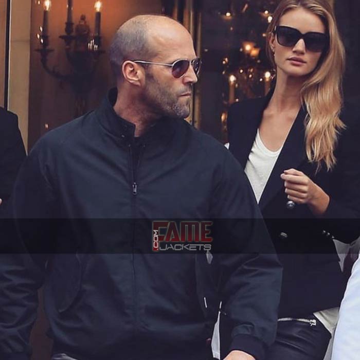 Jason Statham Men's Casual Black Cotton Bomber Jacket