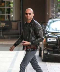 Alternative view of Jason Statham Mens Slim Fit Black Leather Jacket