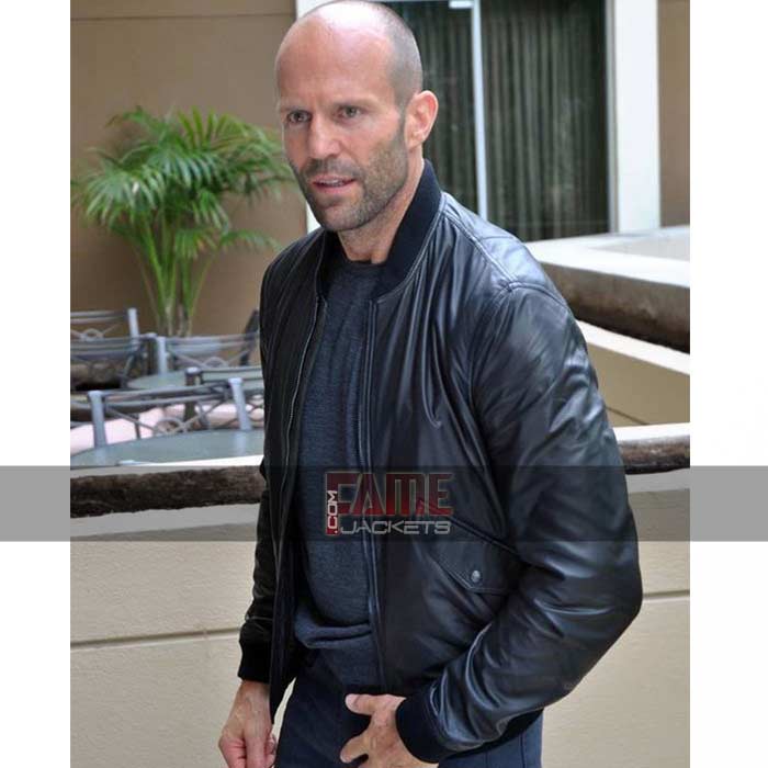 Jason Statham Mens Slim Fit Black Leather Jacket