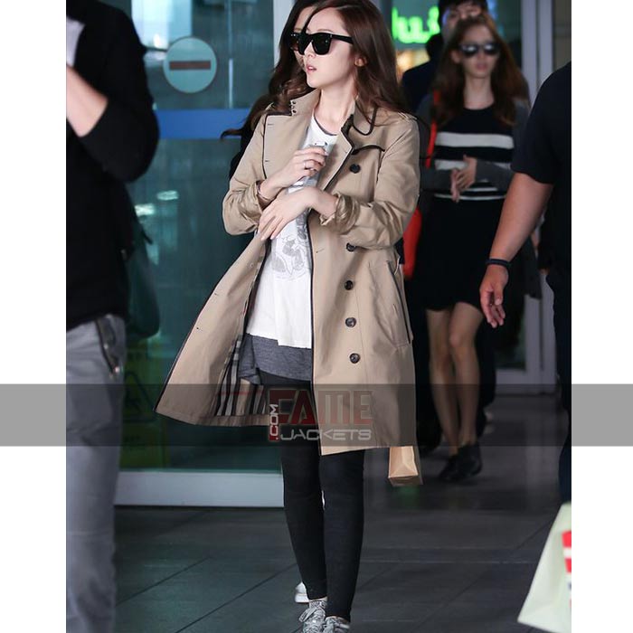 K-Pop Celebrity Jessica Jung Brown Cotton Overcoat