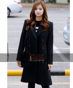 Jessica Jung Casual Black Long Wool Rain Coat