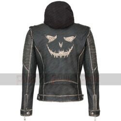 # Joker The Killing Suicide Squad Distress Leather Hooded Jacket
