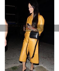 Alternative view of Kacey Musgraves Yellow Leather Women's Coat Pant