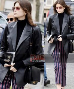 Alternative view of Kaia Gerber Black Casual Genuine Leather Blazer