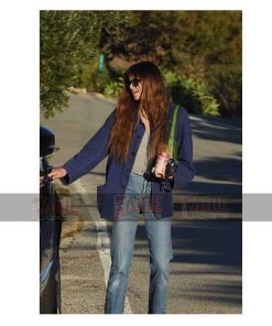 Alternative view of Kaia Gerber Women Casual Blue Cotton Long Jacket