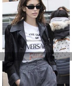 Women's Casual Black Real Suede Leather Coat With Lapel Collar