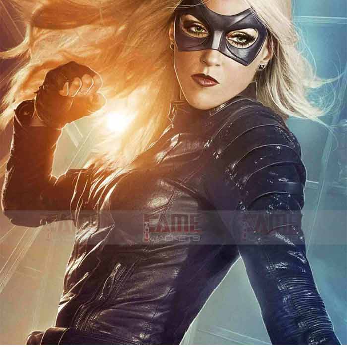 Katie Cassidy Black Canary Leather Slim Fit Jacket Arrow Season 5