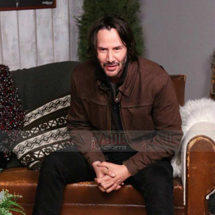 Keanu Reeves Mens Brown Cotton Biker Jacket
