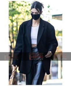 Kendall Jenner Black Tuxedo Cotton Blazer For Women