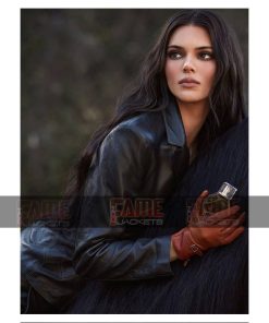 Alternative view of Kendall Jenner Women Black Vintage Sheep Leather Slim Fit Jacket