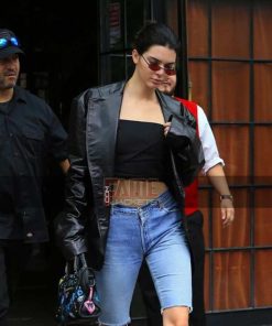 Kendell Jenner Plus Size Black Leather Coat