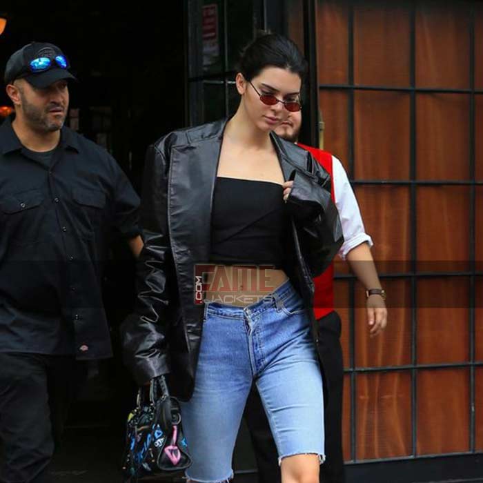 Kendell Jenner Plus Size Black Leather Coat
