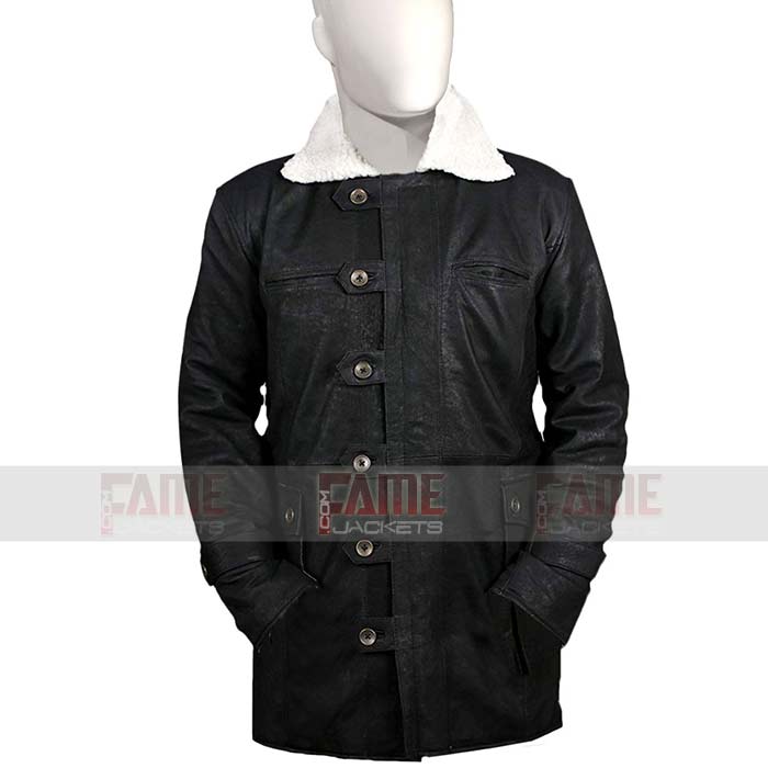 Bane Coat Real Black Leather Fur Coat Of Batman Dark Knight
