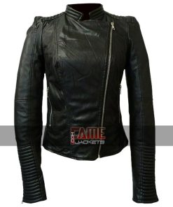 Women's Black Cafe Racer Leather Jacket