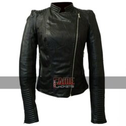 Women's Black Cafe Racer Leather Jacket