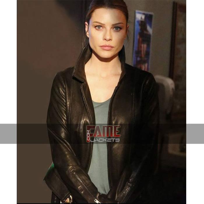 Lauren German As Chloe Decker Black Slim Fit Biker Leather Jacket