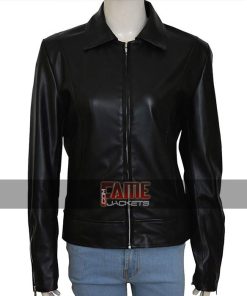 Alternative view of Lauren German As Chloe Decker Black Slim Fit Biker Leather Jacket