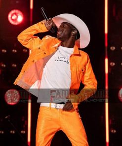 Alternative view of Men Vintage Orange Leather Motorcycle Jacket