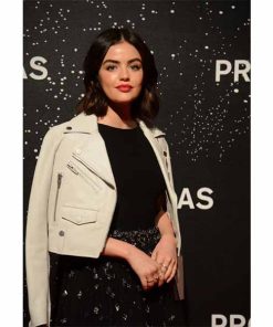 Lucy Hale White Cropped Leather Jacket