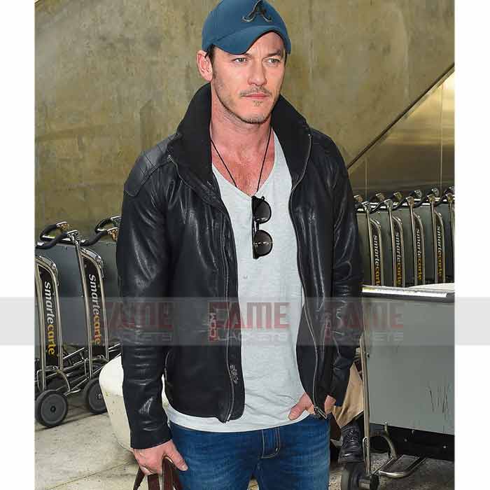 Luke Evans Double Collar Black Biker Jacket