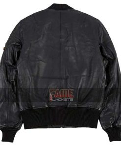 Alternative view of MA1 Flight Bomber Real Black Leather Jacket