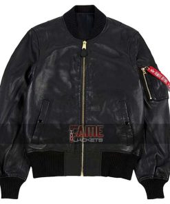 MA1 Flight Bomber Real Black Leather Jacket