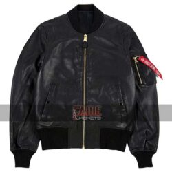 MA1 Flight Bomber Real Black Leather Jacket