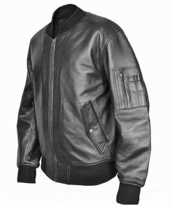US Air Force Military MA1 Flight Pilot Bomber Black Leather Jacket