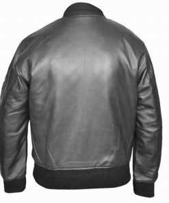 Alternative view of US Air Force Military MA1 Flight Pilot Bomber Black Leather Jacket