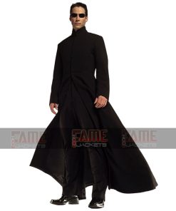 Neo Matrix Keanu Reeves Black Trench Winter Coat