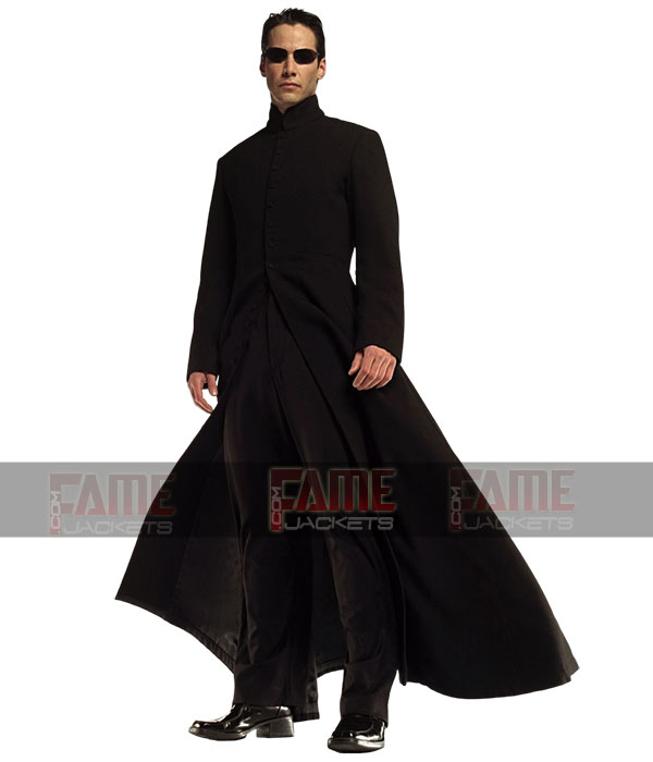 Neo Matrix Keanu Reeves Black Trench Winter Coat