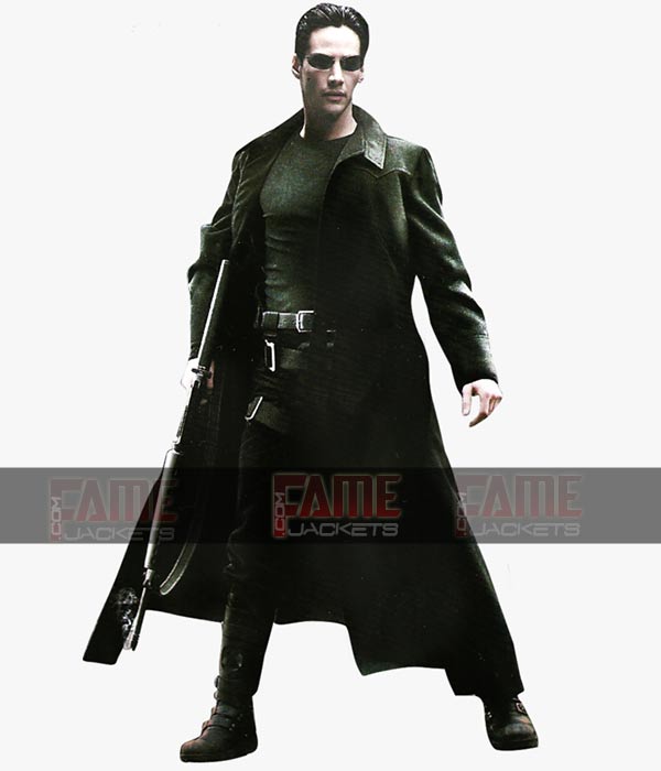 Matrix Trench Coat Of Neo Costume In Real Black Leather