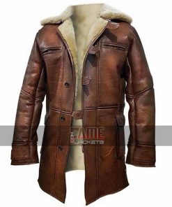 Bane Real Brown Leather Fur Coat Of Batman Dark Knight Movie