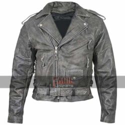 Mens Distressed Black Leather Jacket