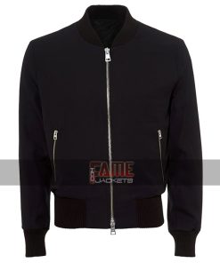 Men's Women's Navy Blue Fleece Bomber Silver Zipper Jacket