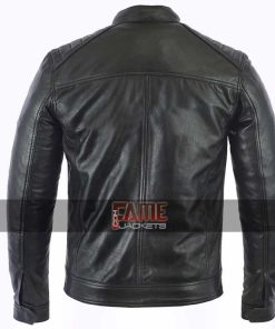 Alternative view of Men Black Casual Biker Moto Real Leather Jacket