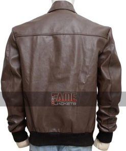 Alternative view of Men's Casual Brown Genuine Leather Jacket
