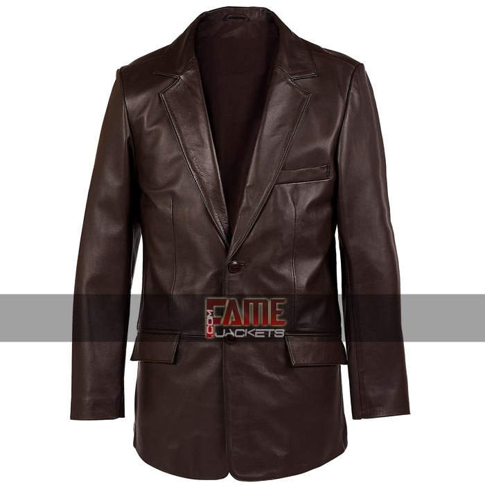 Men's Classic Real Brown Leather Blazer