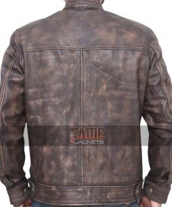 Alternative view of Men's Casual Brown Distressed Genuine Leather Jacket