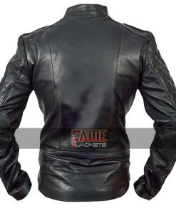 Alternative view of Men Diamond Quilted Real Black Biker Leather Jacket