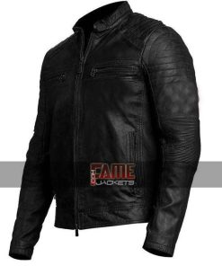 Alternative view of Men's Vintage Cafe Racer Distressed Leather Jacket