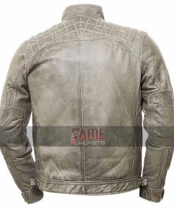 Alternative view of Men Grey Vintage Distressed Genuine Biker Leather Jacket