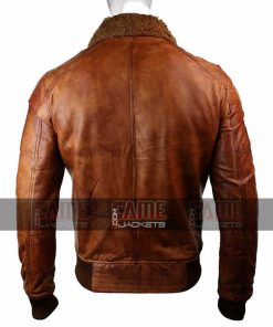 Alternative view of Mens Aviator Fur Collar Real Leather Winter Jacket