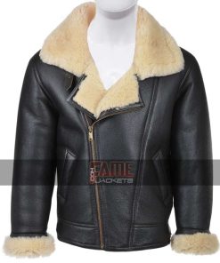 Men's Aviator Jacket Black in Real Leather for Winters